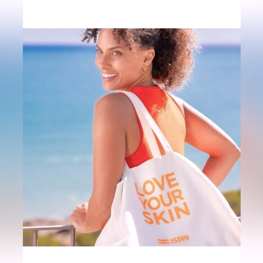 White Tote Bag with Orange Print